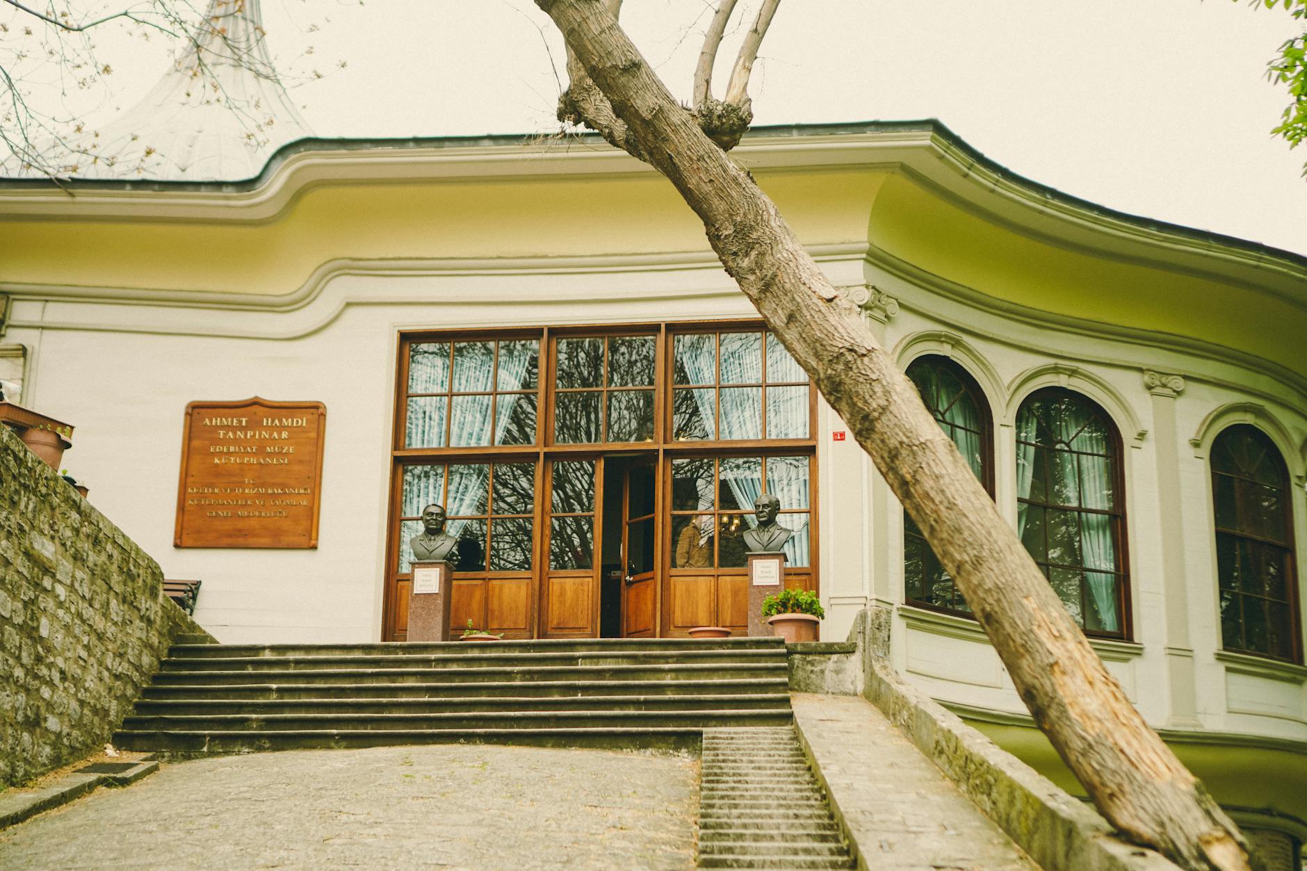 The exterior of the historic Ahmet Hamdi Tanpinar Literature Museum Library building in Fatih.